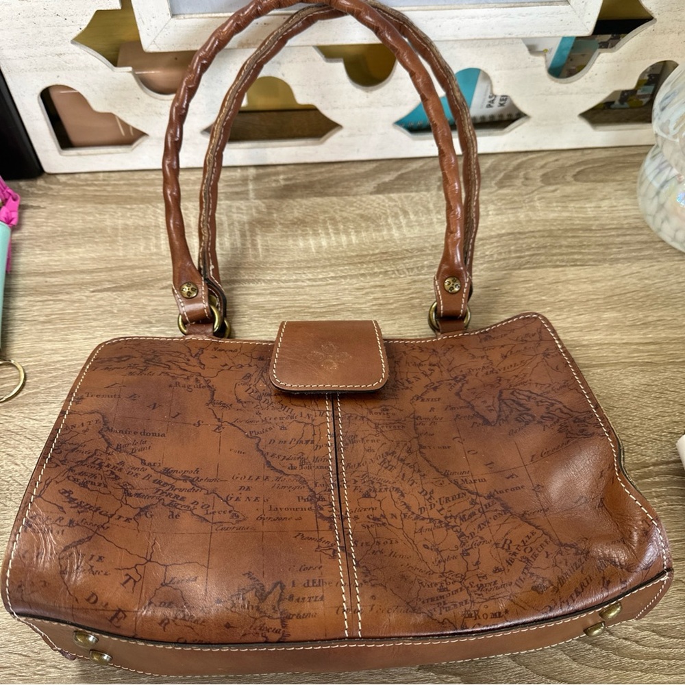 Patricia Nash Rienzo Satchel in a Signature Map print leather.